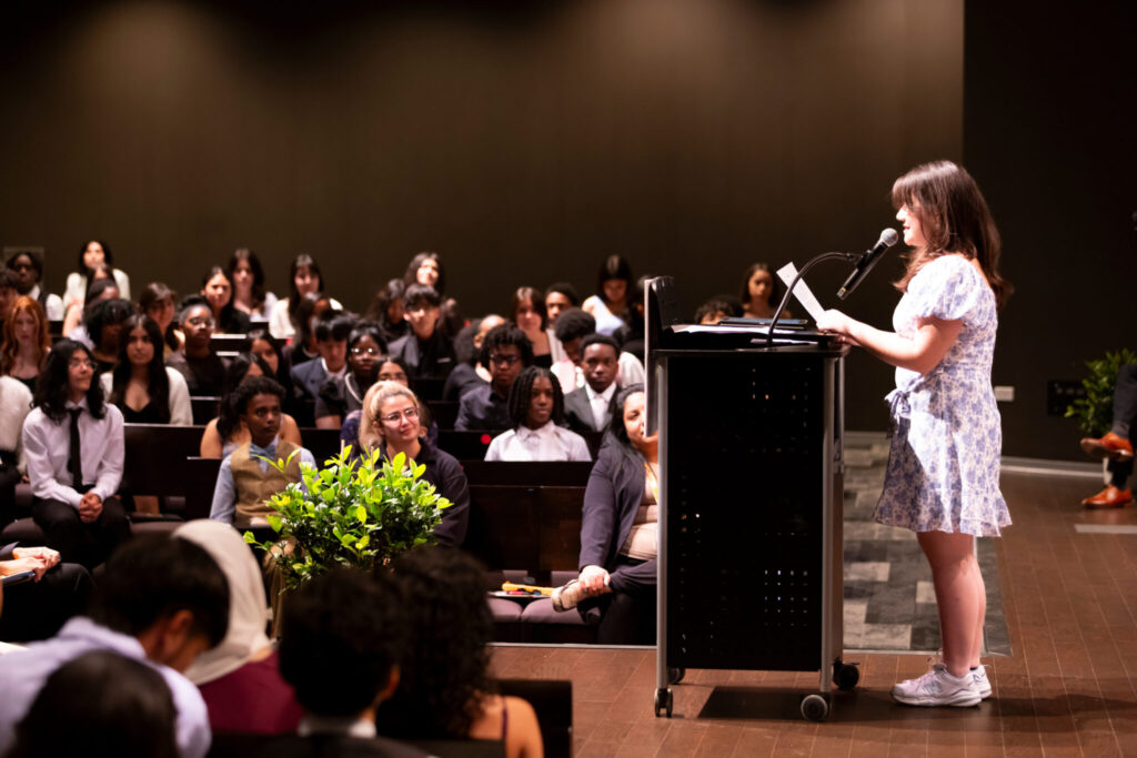 High Jump student giving a commencement speech